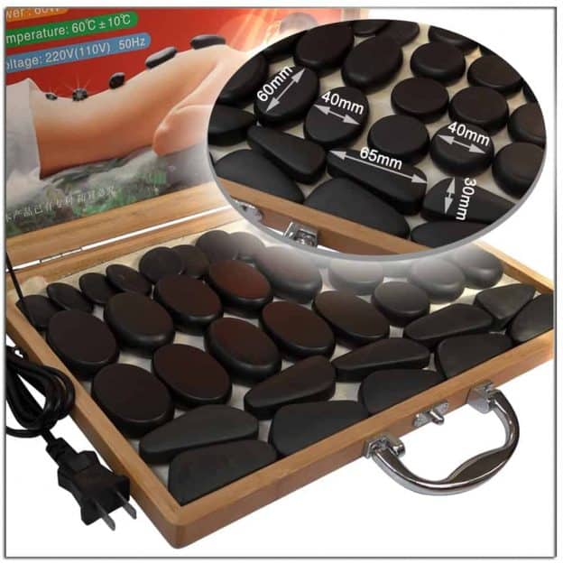 Aquecedor elétrico caixa + 40 pçs/set de pedras p massagem 220 V/110 V